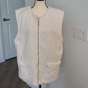 Lola Jeans Size 1X White Reversible Sherpa/Denim Vest